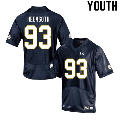 Notre Dame Fighting Irish Youth Zane Heemsoth #93 Navy Under Armour Authentic Stitched College NCAA Football Jersey BOO5399HX